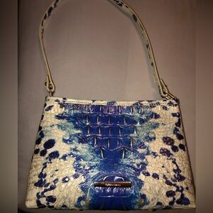 Brahmin Blue and Cream Shoulder Bag with Artistic Design
